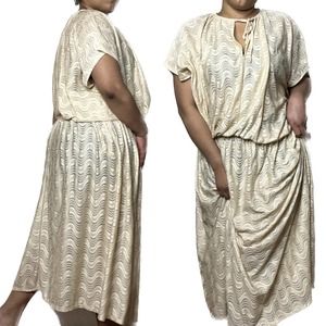 Tan Vintage Circa 1970s Woven Maxi Dress